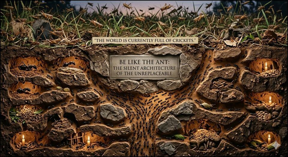 Be Like the Ant in the Age of AI: Silent Architecture vs. Noisy Crickets