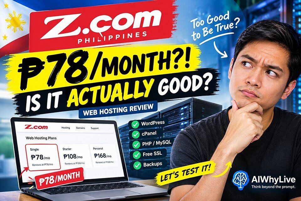 Z.com Philippines ₱78 web hosting tested against Hostinger for price performance reliability and support