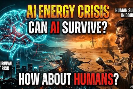 AI energy crisis showing AI data centers and human communities competing for limited electricity infrastructure
