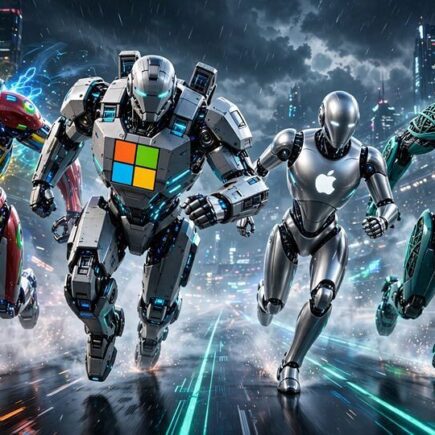 AI OS race in 2026 between Google Microsoft Apple and OpenAI