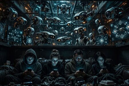 AI watching AI while humans doomscroll through algorithms