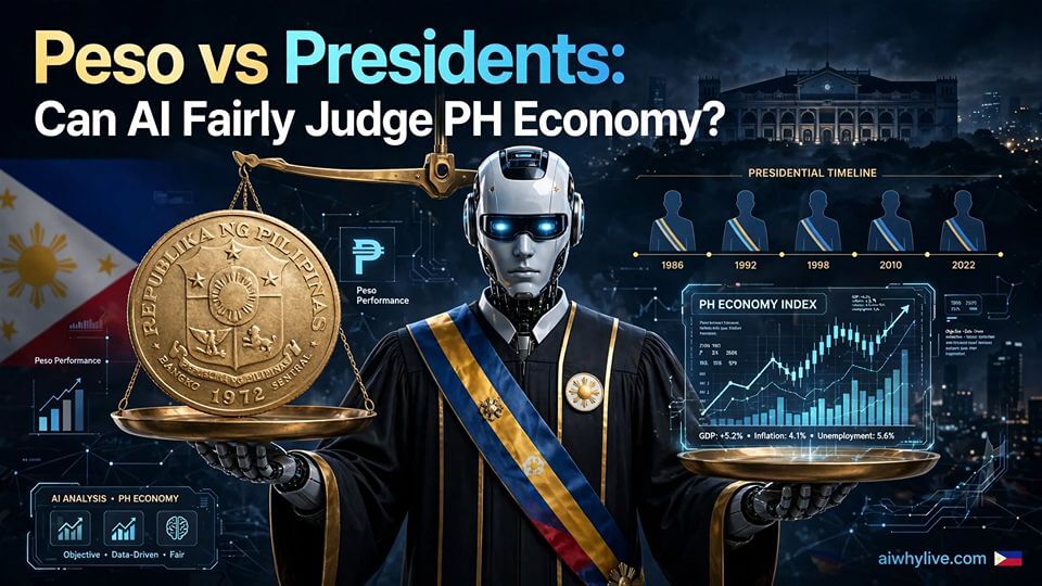 Philippine peso exchange rates compared across presidential administrations with AI analyzing economic context